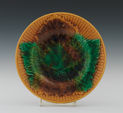 A Majolica Leaf Over Basket Weave