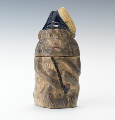A Majolica Monkey Figural Tobacco