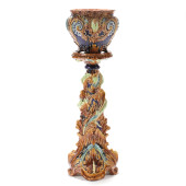 A MAJOLICA POTTERY JARDINIERE