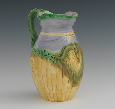 A Majolica Ram's Head Pitcher