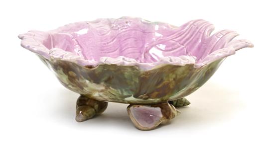 A Majolica Shell Form Center Bowl