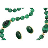 A MALACHITE AND 14K GOLD NECKL
