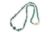 A MALACHITE BEAD NECKLACEA mal
