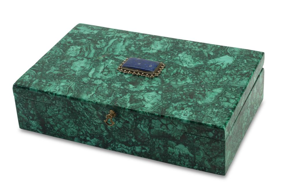 A MALACHITE JEWELRY CASKETA