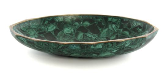 A Malachite Veneered Bronze Bowl of
