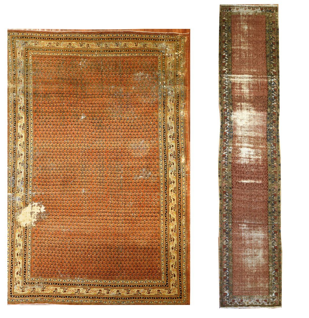 A MALAYER RUG AND A SEREBAND RUGA