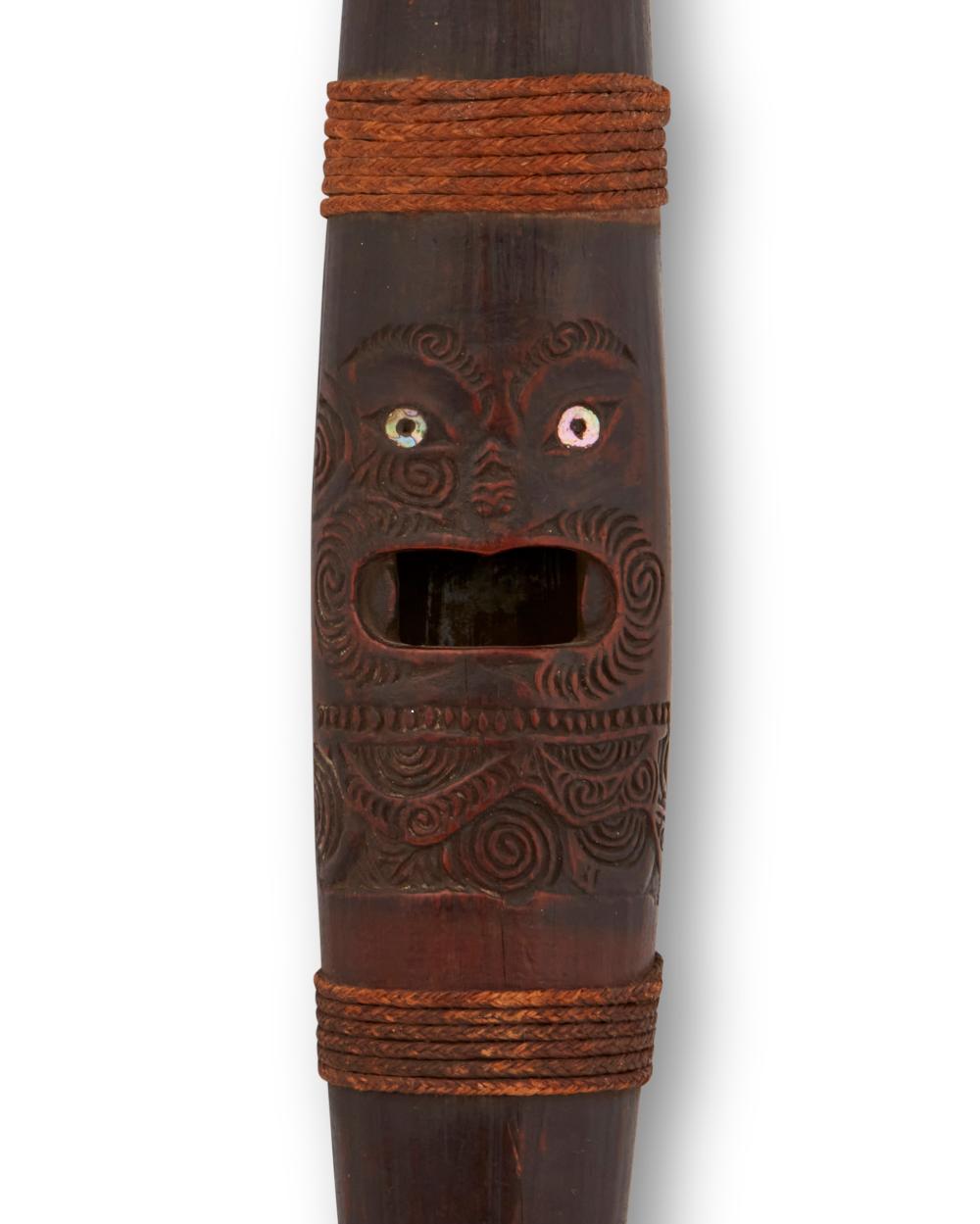 A MAORI "PUTORINO" WOODEN WIND