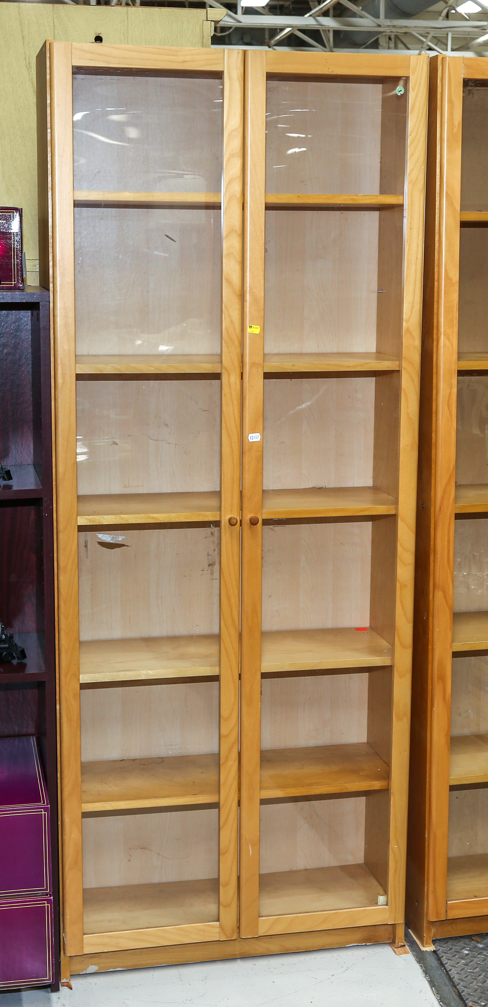 A MAPLE SIX-SHELF CABINET Modern;