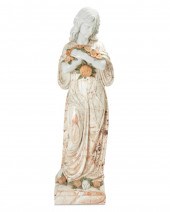 A MARBLE AND ALABASTER SCULPTU