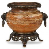 A MARBLE & BRONZE PLANTER W/ L