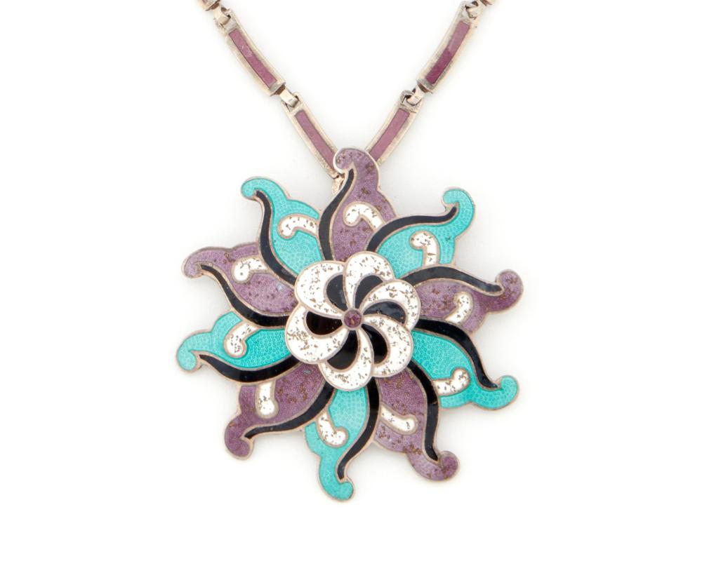 A MARGOT DE TAXCO SILVER AND ENAMEL