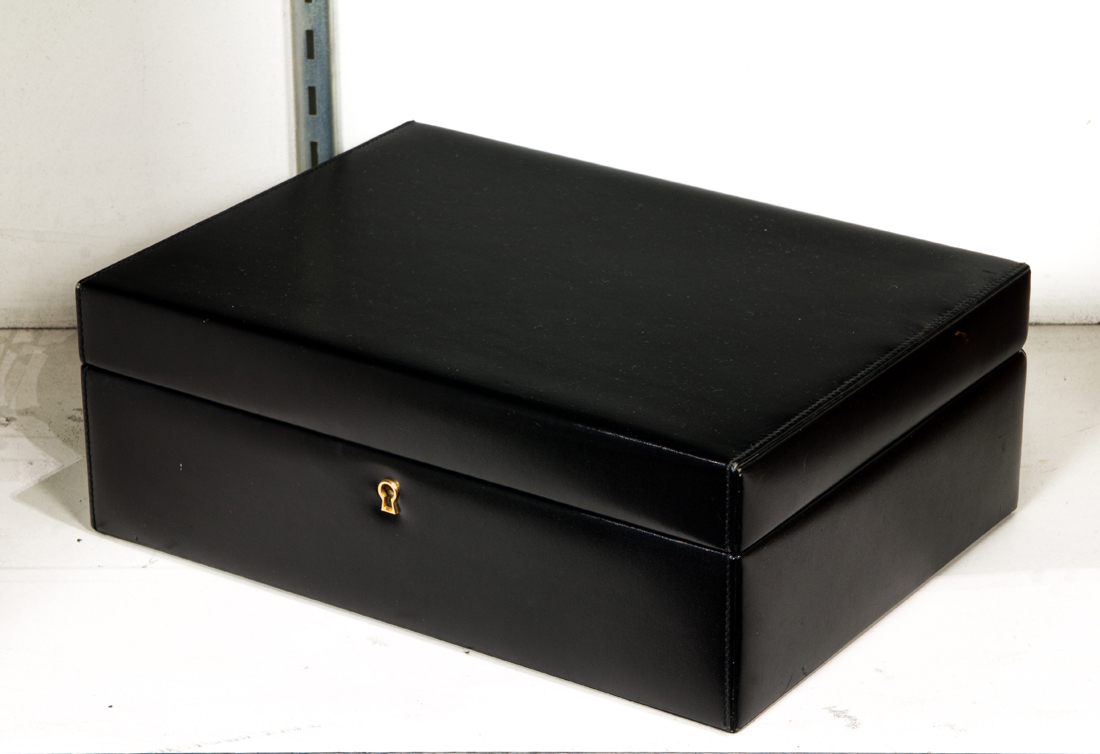 A MARK CROSS BLACK LEATHER VALET OR