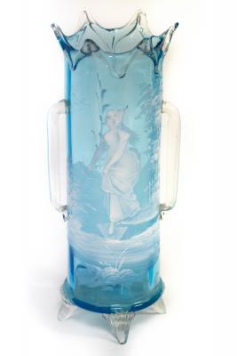 A Mary Gregory type blue glass vase