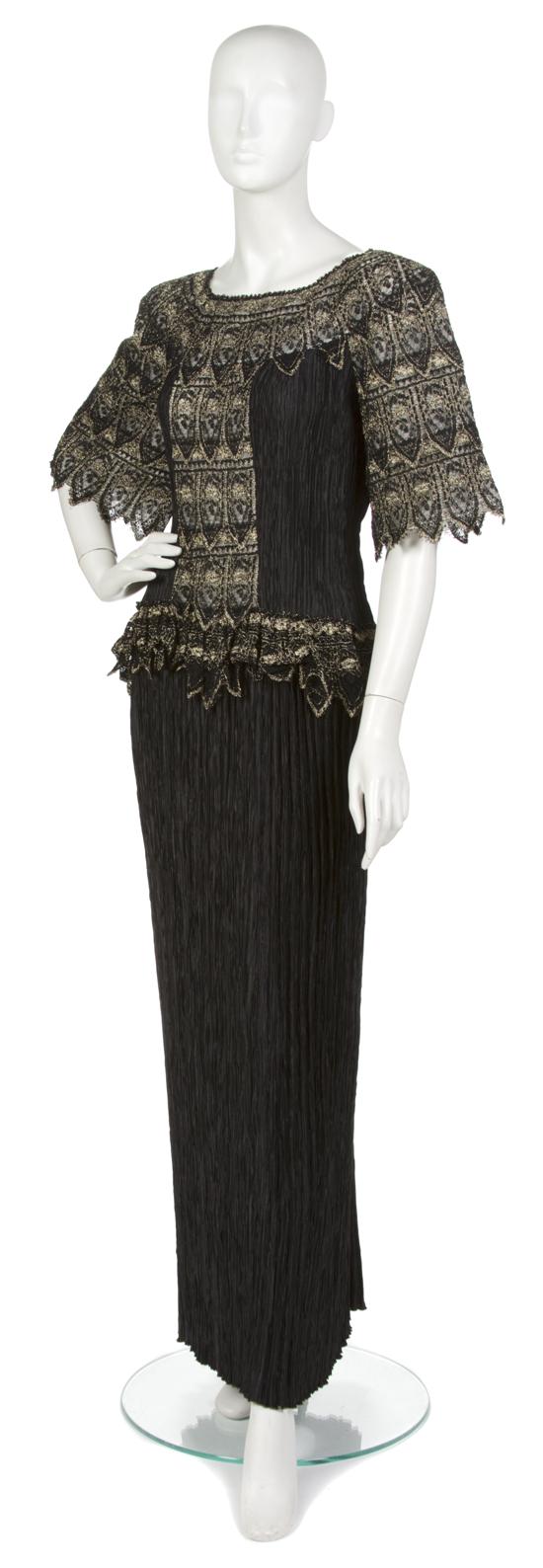 A Mary McFadden Black Fortuny Pleat
