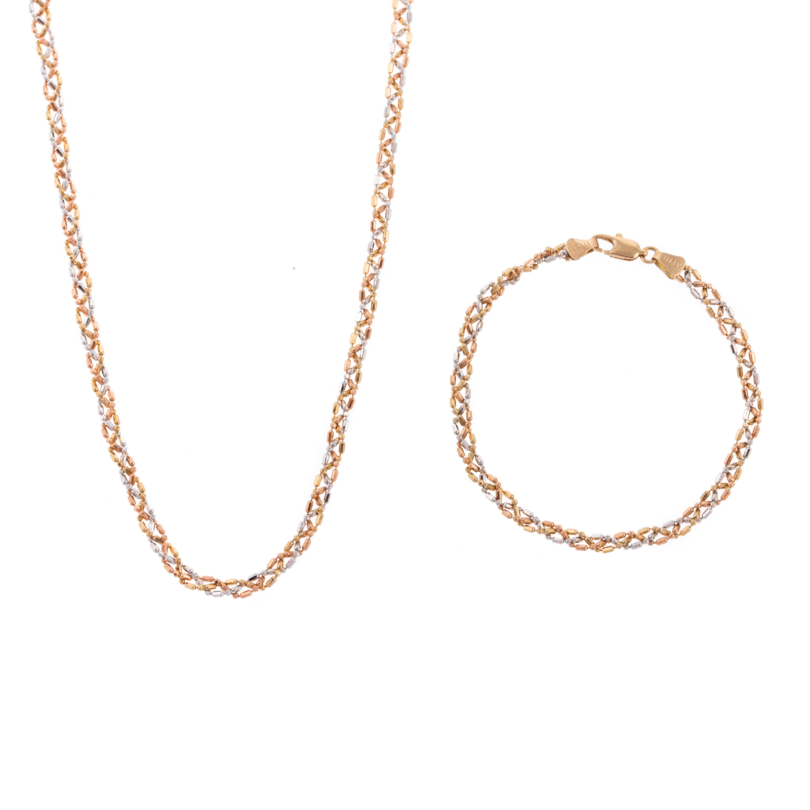 A MATCHING 14K TRI-COLOR GOLD