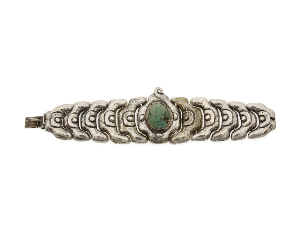 A MATL GEM-SET AND SILVER BRACELETA