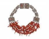 A MATL SILVER AND CORAL NECKLA