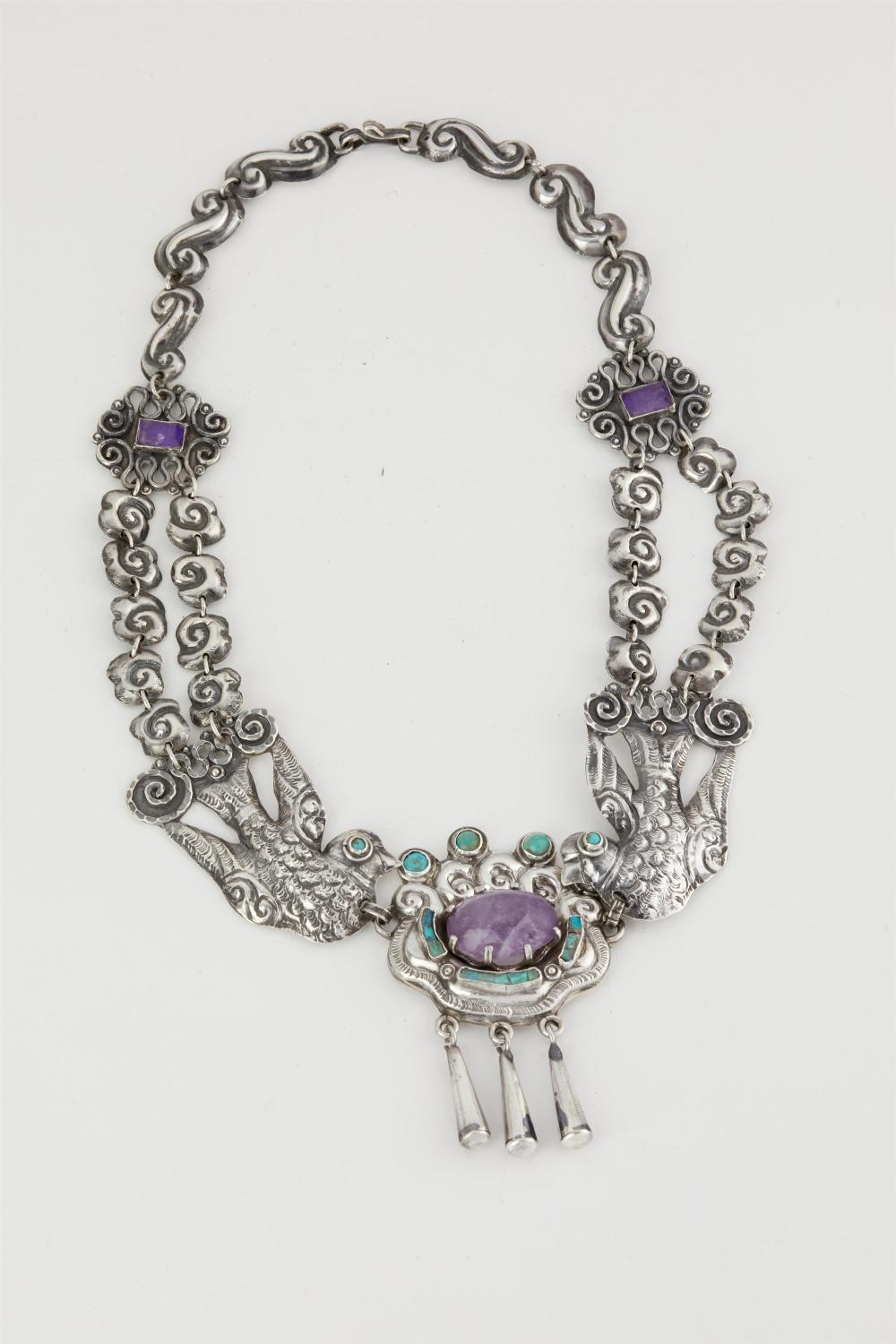 A MATL SILVER AND GEM-SET NECKLACEA