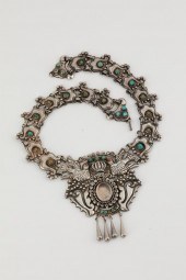 A MATL SILVER AND GEM-SET NECK
