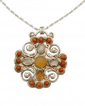 A MATL SILVER, CORAL AND OPAL