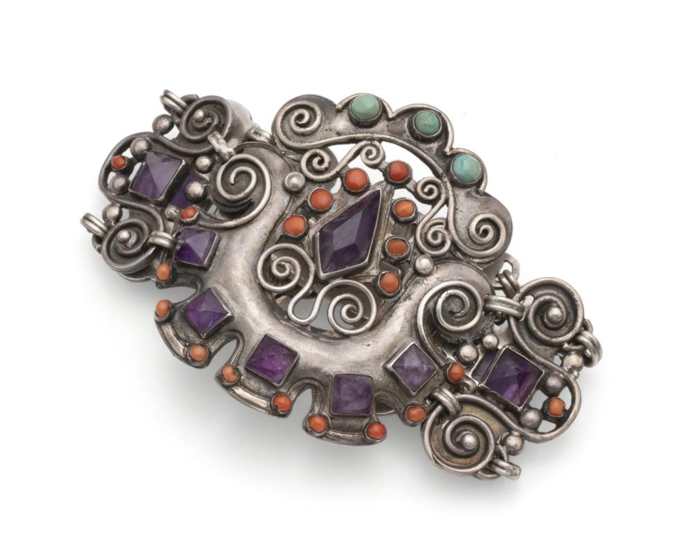 A MATL SILVER GEM-SET BRACELETA
