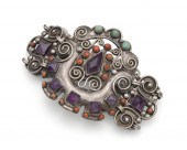 A MATL SILVER GEM-SET BRACELET