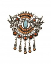 A MATL SILVER PENDANT/BROOCHA