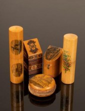 A Mauchline Ware thimble box '