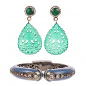 A MCL STERLING ENAMEL CUFF & D