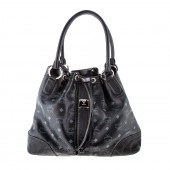 A MCM DRAWSTRING TOTE A black