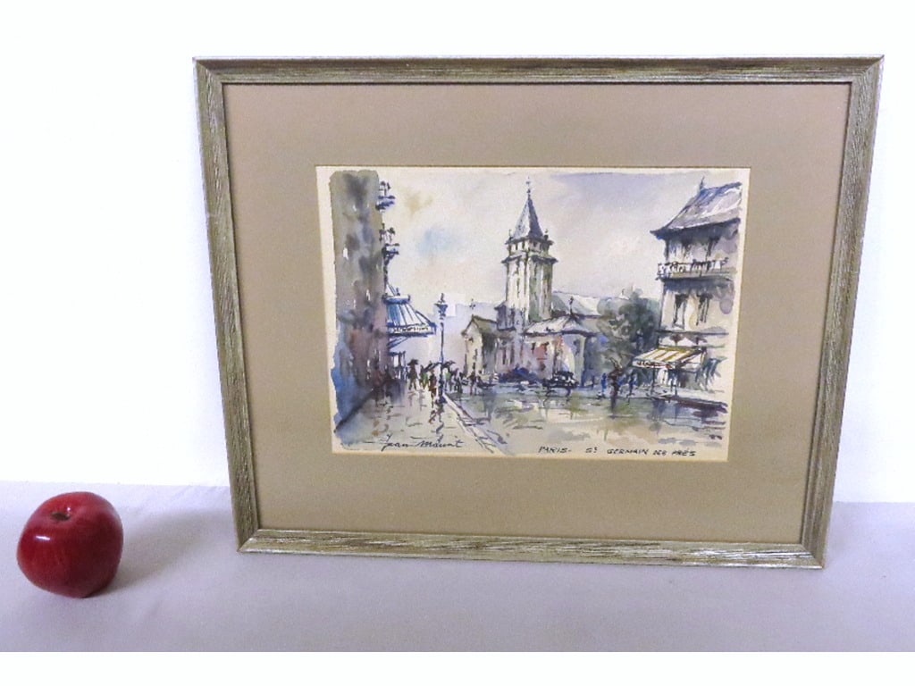 A MCM WATERCOLOR OF ST. GERMAIN DES