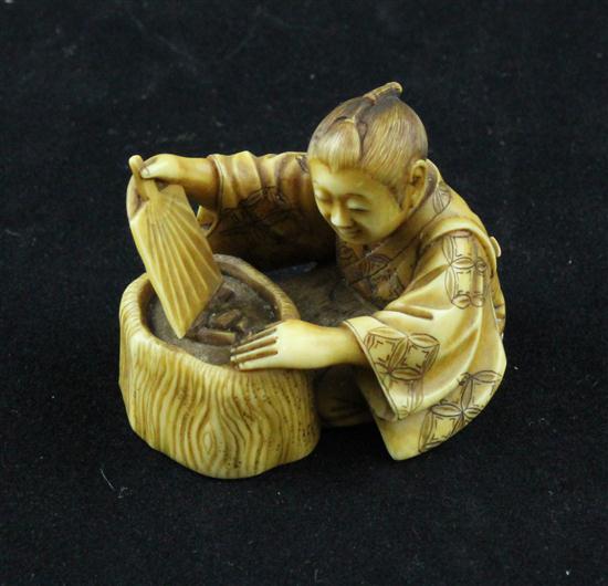 A Meiji period ivory netsuke carved