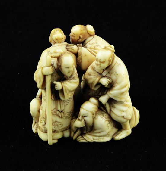 A Meiji period ivory netsuke carved