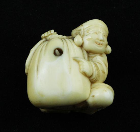 A Meiji period ivory netsuke carved