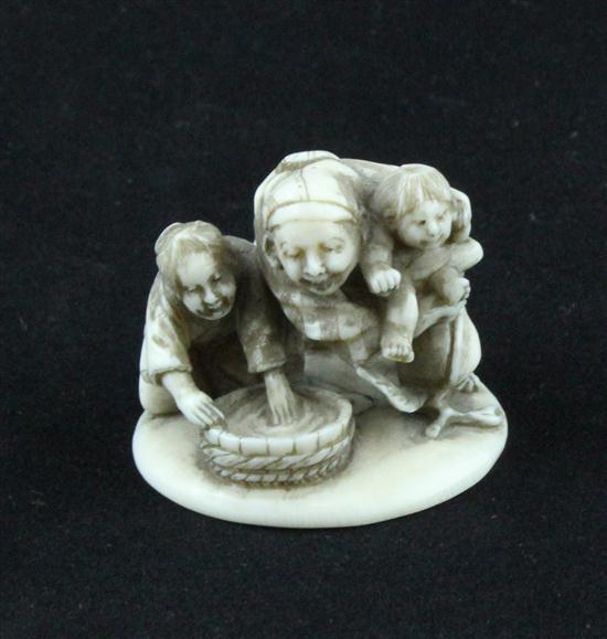 A Meiji period ivory ojime carved