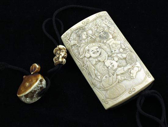 A Meiji period three-case ivory
