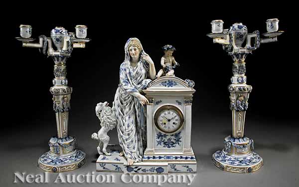 A Meissen Blue White and Gilt