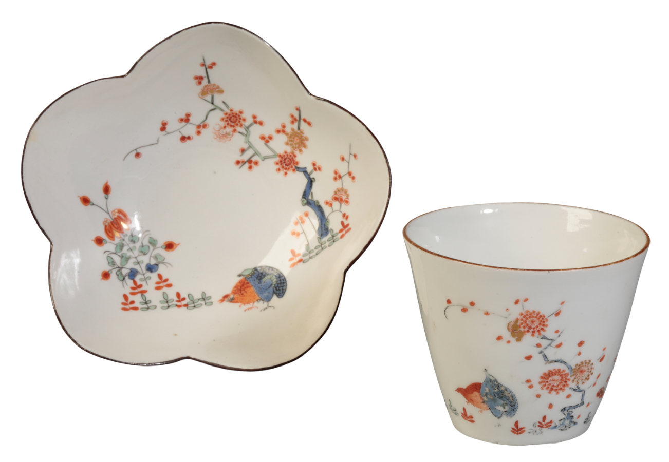 A MEISSEN CONICAL BEAKER AND