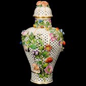 A MEISSEN FLORAL ENCRUSTED RET