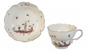 A MEISSEN OGEE-SHAPED BREAKFAS