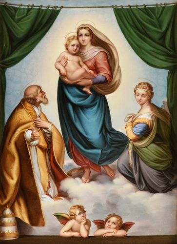 A MEISSEN PLAQUE OF THE SISTINE