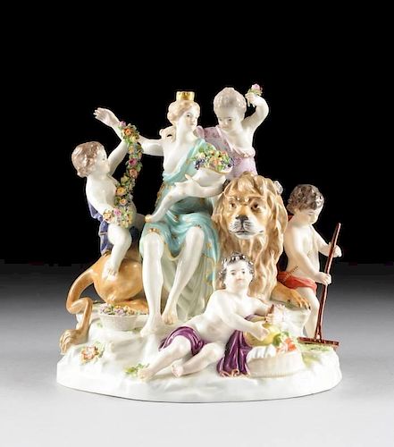 A MEISSEN POLYCHROME ENAMELED