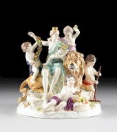 A MEISSEN POLYCHROME ENAMELED