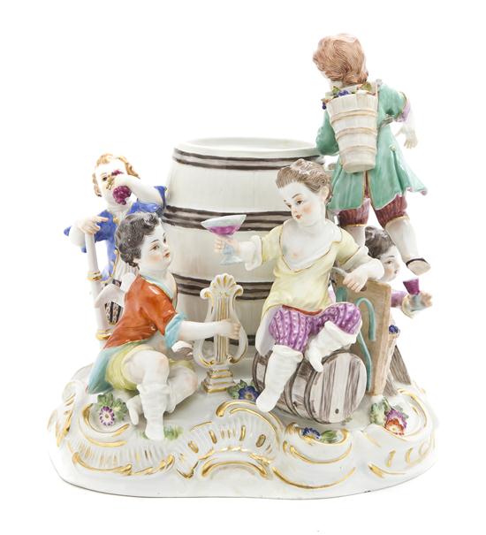 A Meissen Porcelain Figural Jar