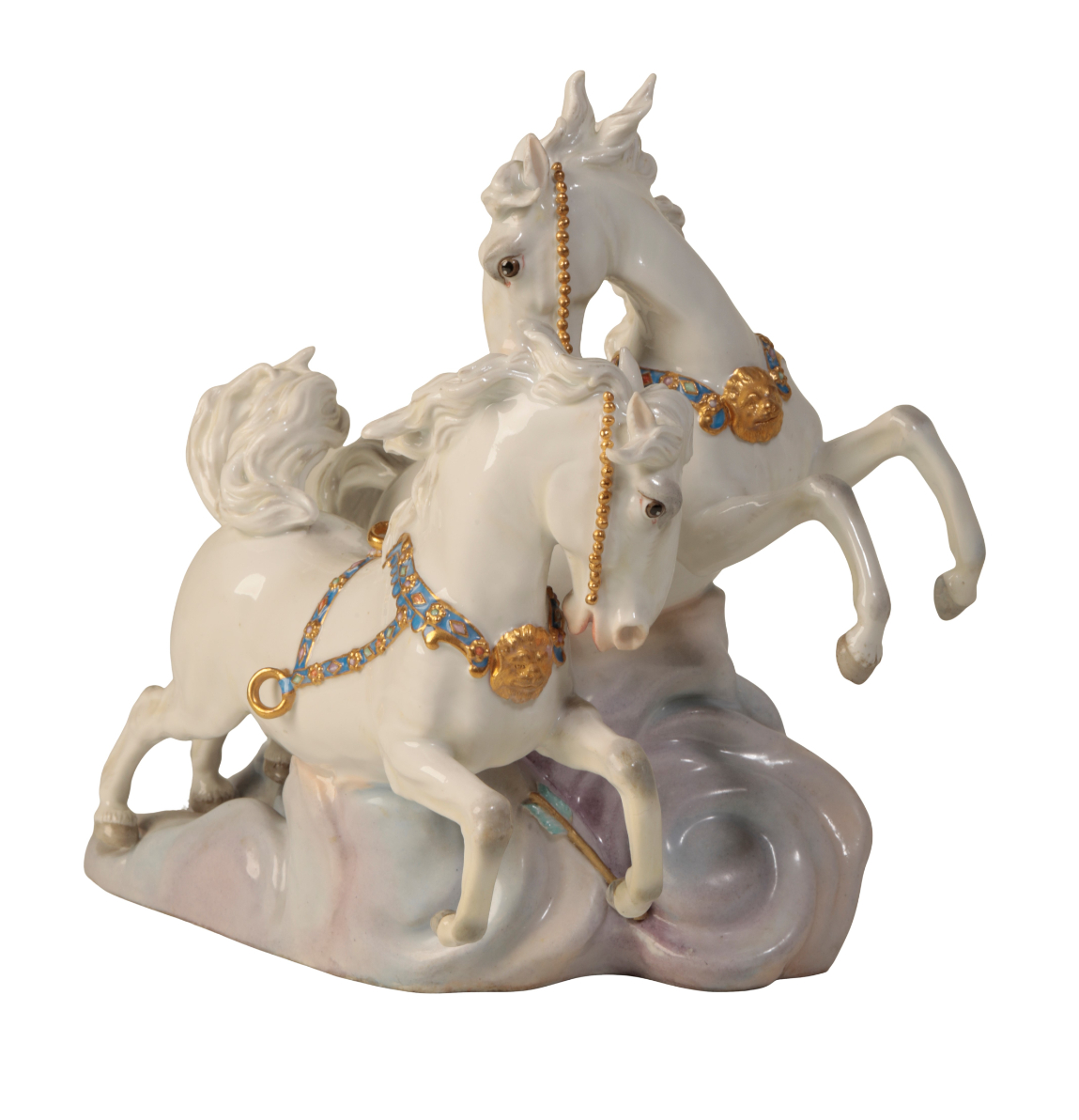 A MEISSEN PORCELAIN GROUP OF HORSES
