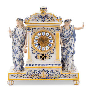 A Meissen Porcelain Mantel Clock