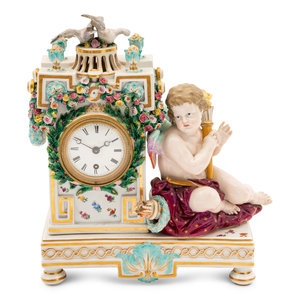 A Meissen Porcelain Mantle Clock