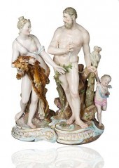 A MEISSEN PORCELAIN TWO-PIECE