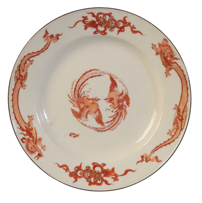 A MEISSEN “RED DRAGON” PLATE blue