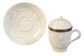 A MENNECY WHITE CUP, COVER AND